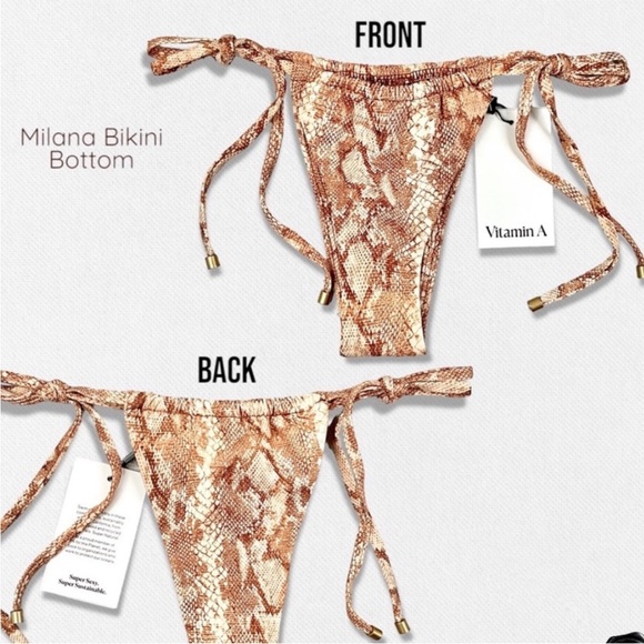 NWT Vitamin A Bottom 'Milana' Bikini in Sand Snake. Size 10/L - Picture 5 of 8
